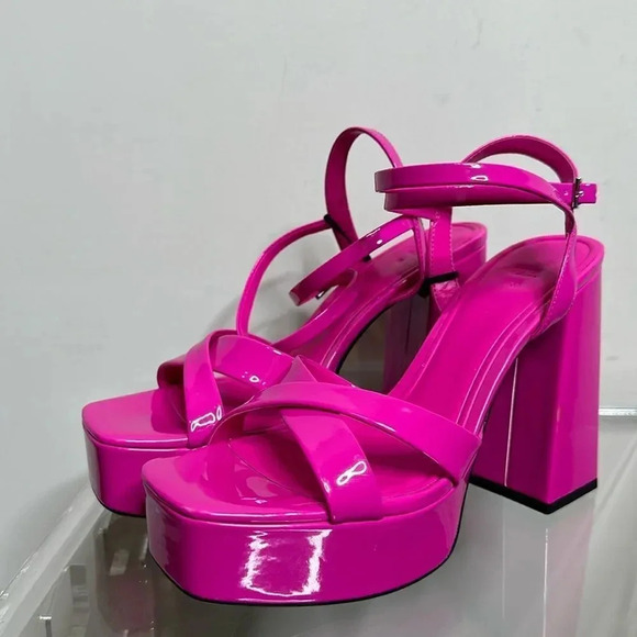 ZARA STRAPPY CHUNKY PLATFORM HEELED SANDALS - Picture 5 of 13